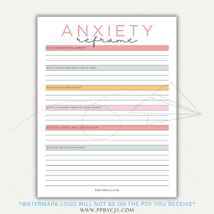 Reframe your anxiety with this printable sheet to manage negative thoughts