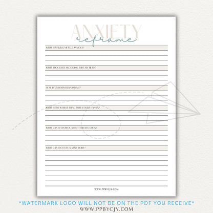 Reframe your anxiety with this printable sheet to manage negative thoughts