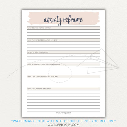Reframe your anxiety with this printable sheet to manage negative thoughts