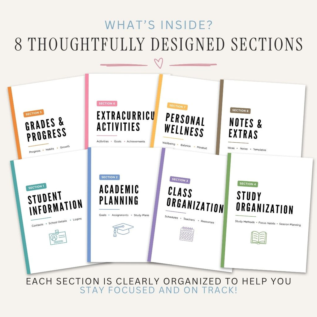 Student Success Binder printable student success planner sections