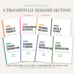Student Success Binder printable student success planner sections
