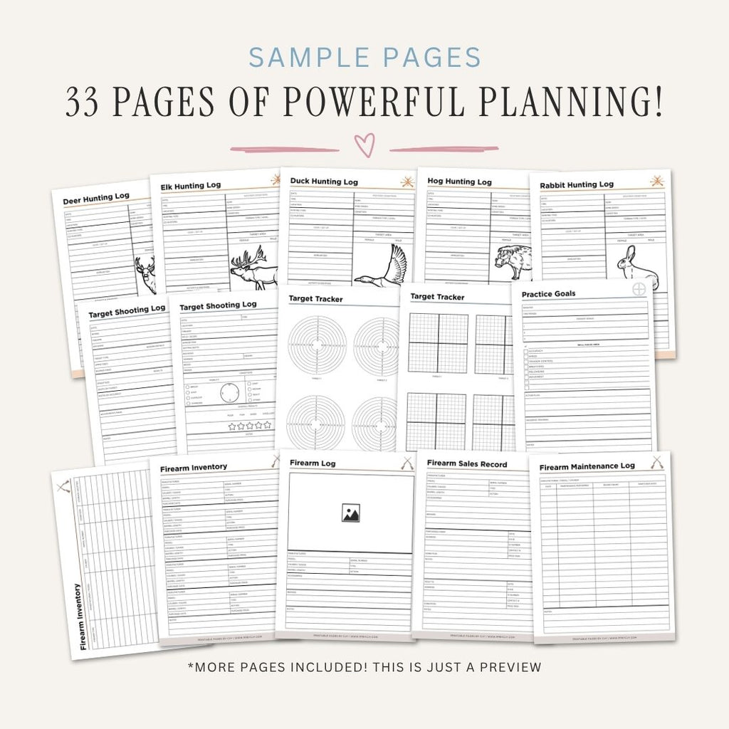 Hunting & Shooting Binder printable hunting logbook sample pages