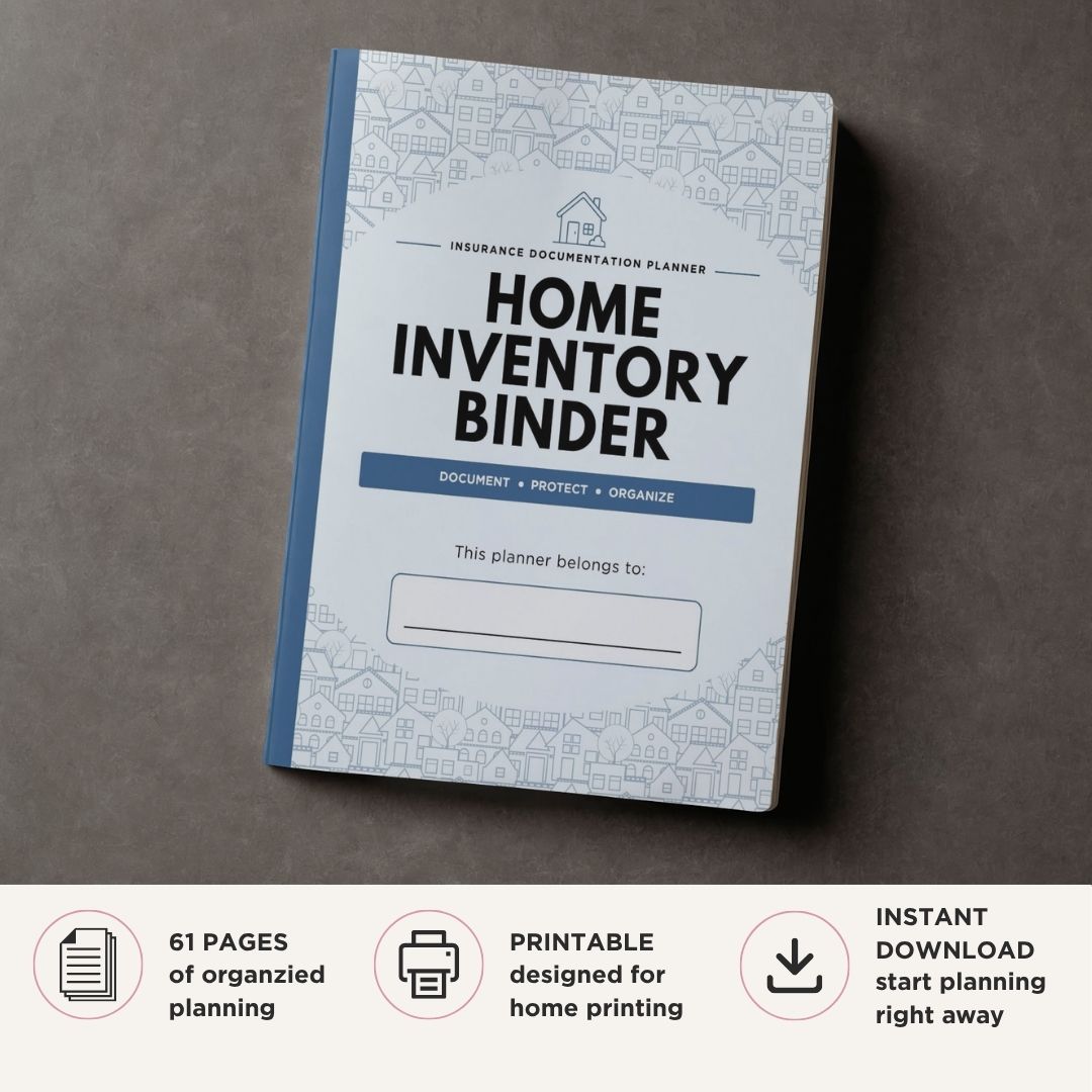 Home Inventory Binder - 61 Page Household Inventory & Insurance Organizer cover page