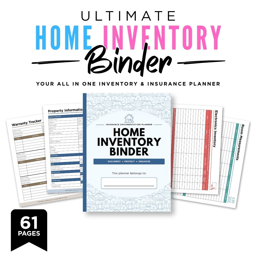 Home Inventory Binder - 61 Page Household Inventory & Insurance Organizer cover page
