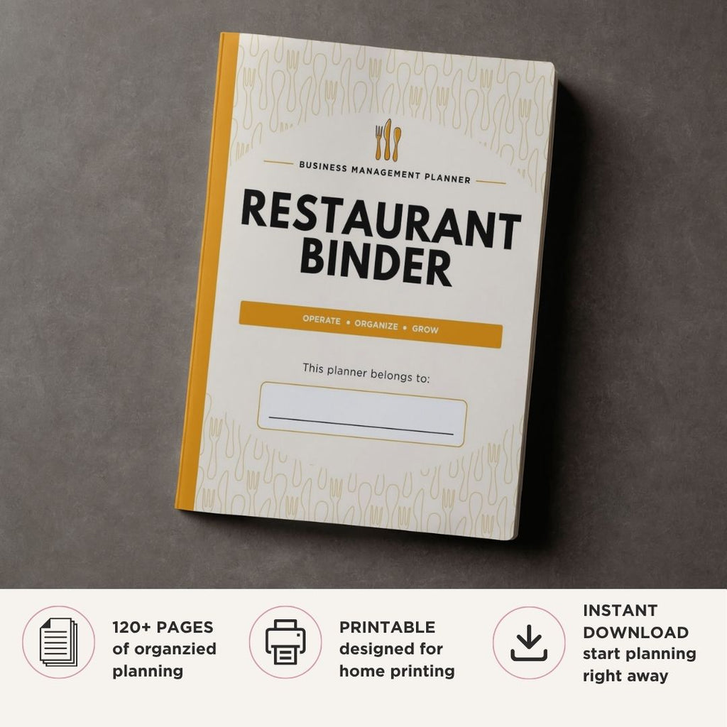 Restaurant Management Binder printable restaurant operations planner with inventory staffing financial and daily management forms
