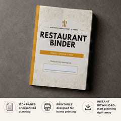 Restaurant Management Binder printable restaurant operations planner with inventory staffing financial and daily management forms
