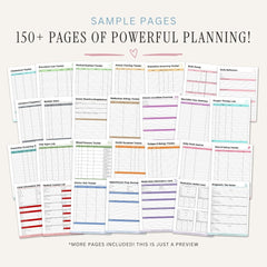 medical binder sample  planner pages with various tracking lists on a white background