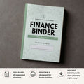 Finance binder with text on a gray background