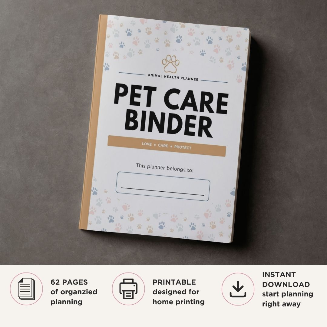 Pet Care Binder - 62 Page Pet Animal & Care Organizer cover page