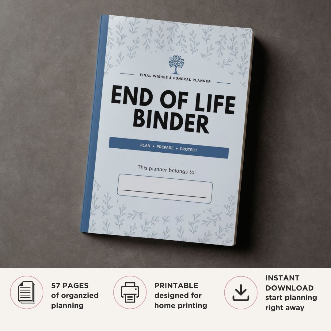 End of Life Binder - 56 Page Final Wishes & Estate Organizer cover page