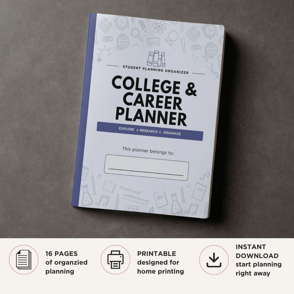 College & Career Planner printable student college planning bundle worksheets and organization cover page
