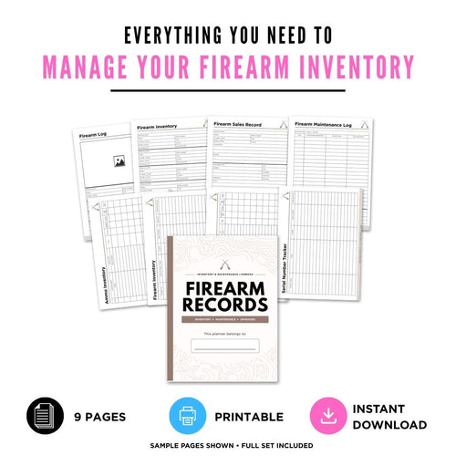 Firearm Records Planner printable firearm sample pages
