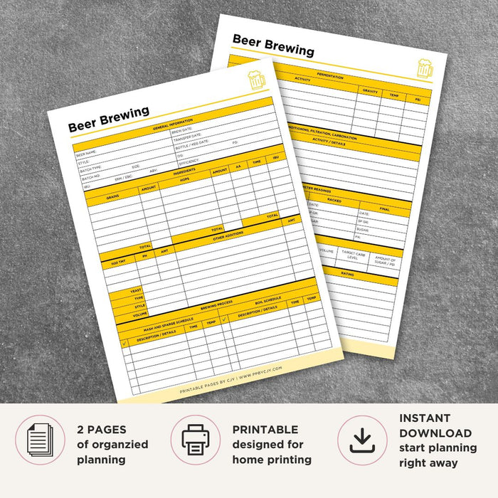 Beer Brewing Log Sheet