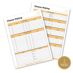 Cheese Making Planner printable cheesemaking log with batch records aging tracker curd notes and tasting evaluation
