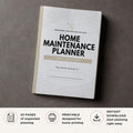 Printable Home Maintenance Planner featuring maintenance schedules, repair logs, appliance maintenance records, seasonal checklists, warranty tracking, and home upkeep organization pages.
