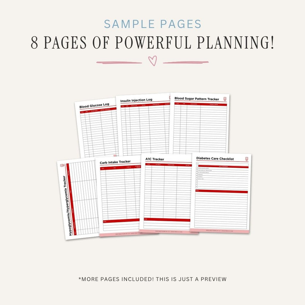 Diabetes Management Planner printable blood sugar and insulin log bundle for diabetes tracking and health management
