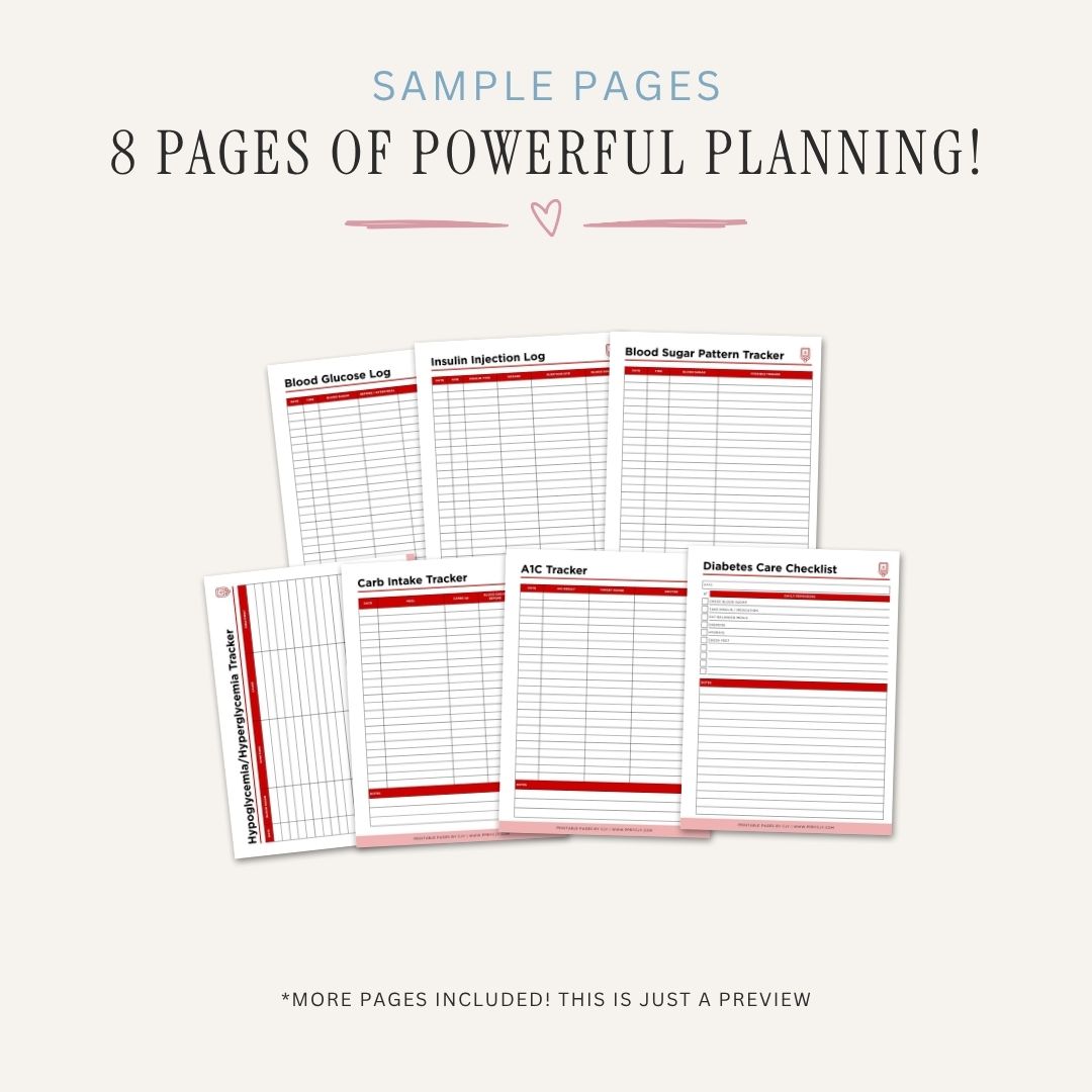 Diabetes Management Planner printable blood sugar and insulin log bundle for diabetes tracking and health management
