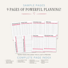 Women's Health Planner printable cycle and hormone tracker bundle for symptom and wellness tracking
