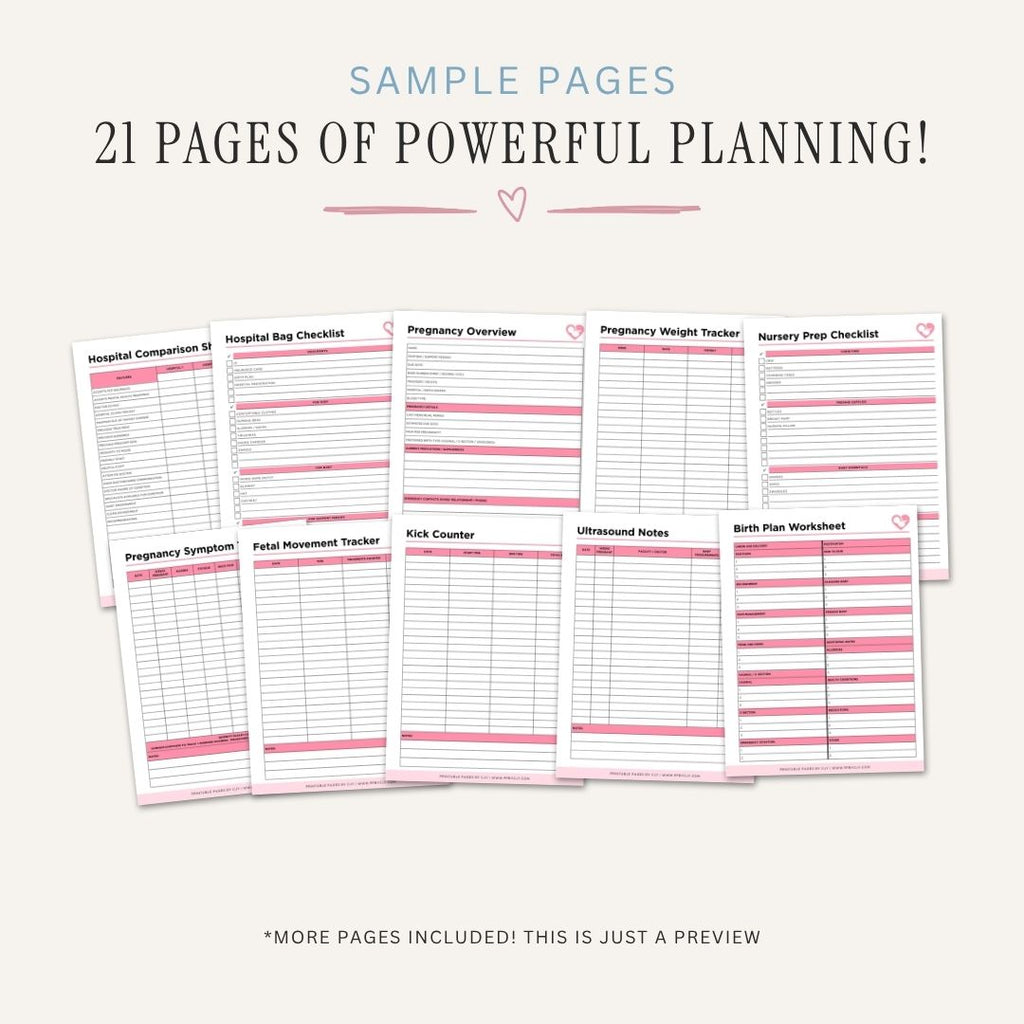 Pregnancy Planner printable pregnancy tracker bundle for prenatal care and postpartum recovery organization
