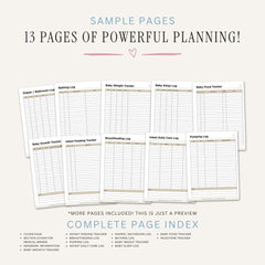 Baby and Infant Care Planner printable newborn care log bundle for feeding sleep and milestone tracking
