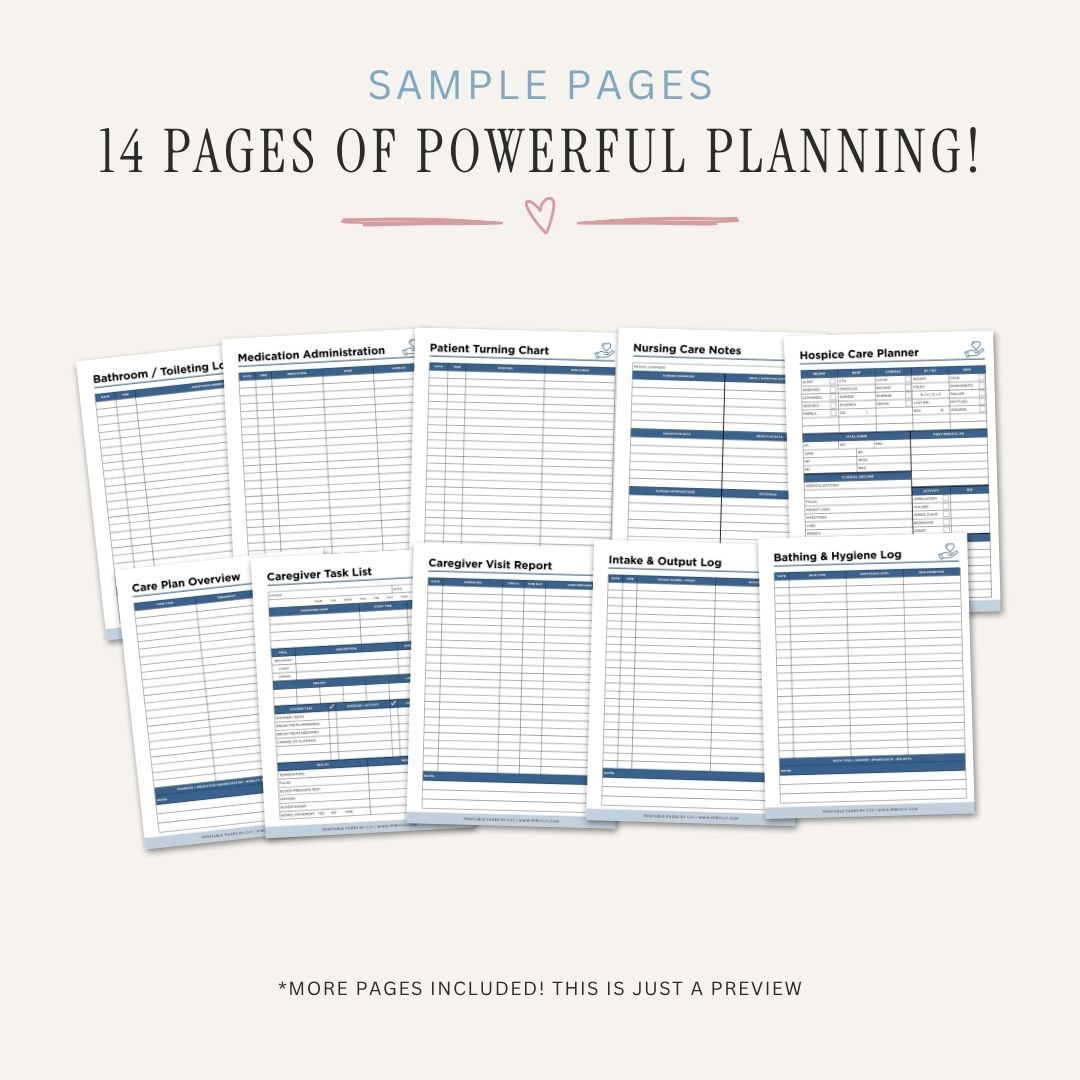 Caregiving Planner printable caregiver log bundle for patient care tracking and health record organization
