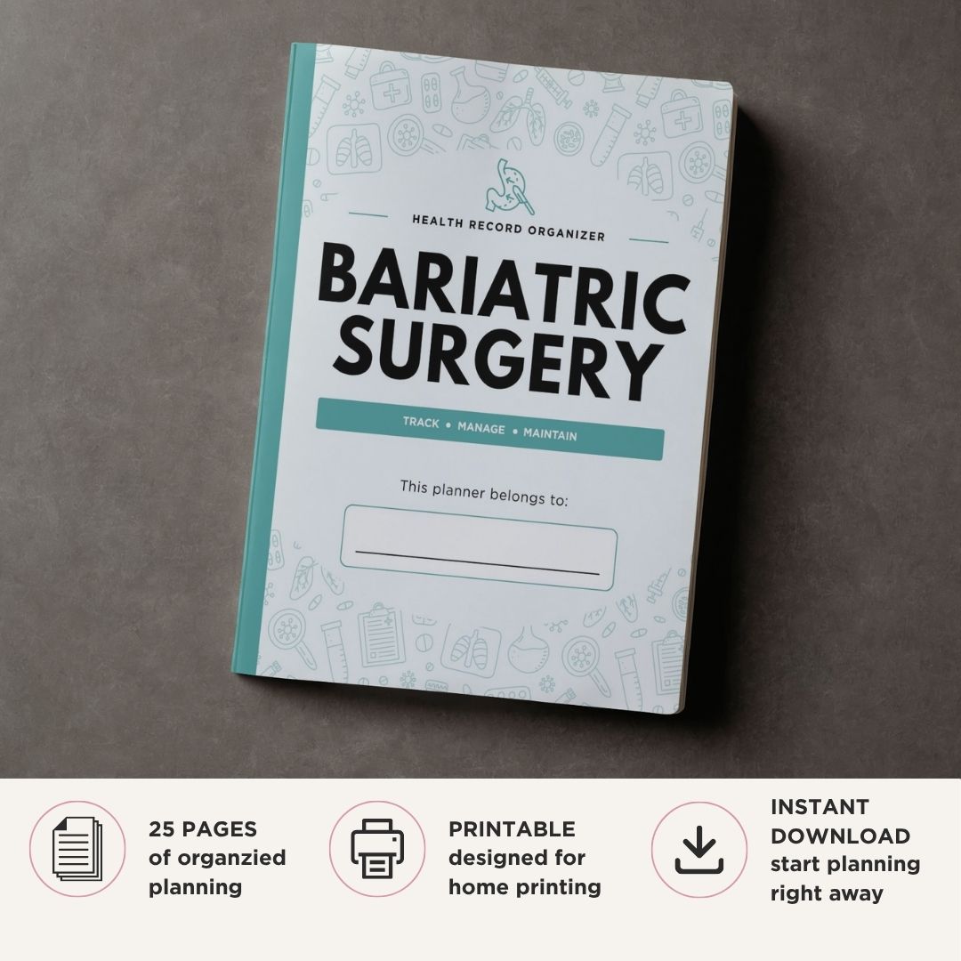 Bariatric Surgery Planner printable weight loss tracker bundle for recovery nutrition and progress tracking
