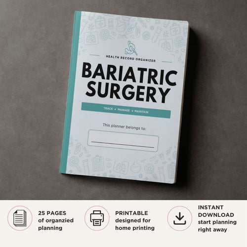 Bariatric Surgery Planner printable weight loss tracker bundle for recovery nutrition and progress tracking
