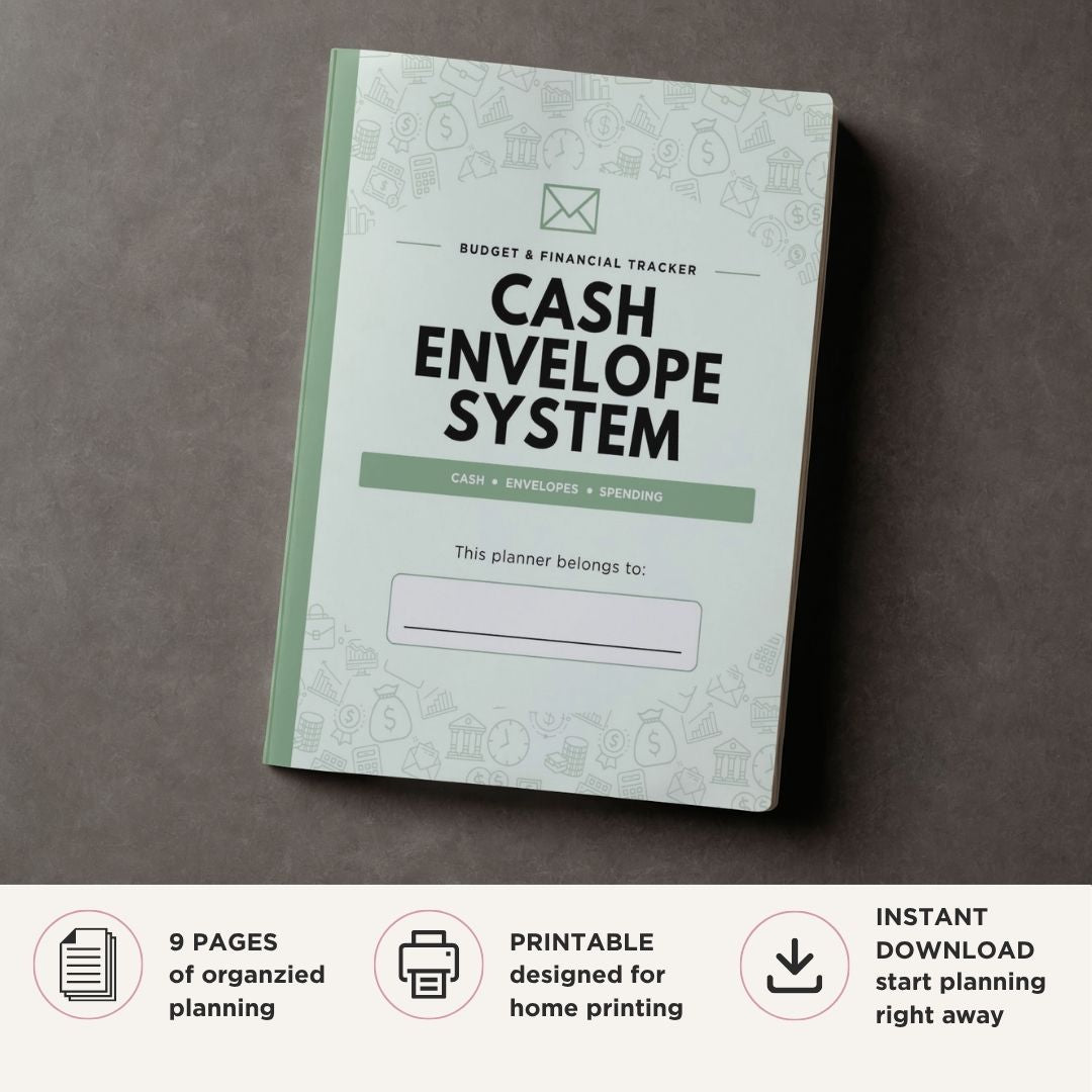 Cash Envelope System Planner printable cash budgeting tracker with spending logs envelope balances and savings tracking
