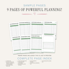 Cash Envelope System Planner printable cash budgeting tracker with spending logs envelope balances and savings tracking
