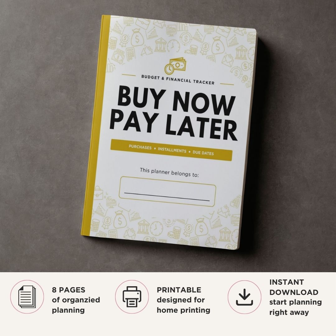 Buy Now Pay Later Planner printable BNPL payment tracker for installments balances due dates and purchase management
