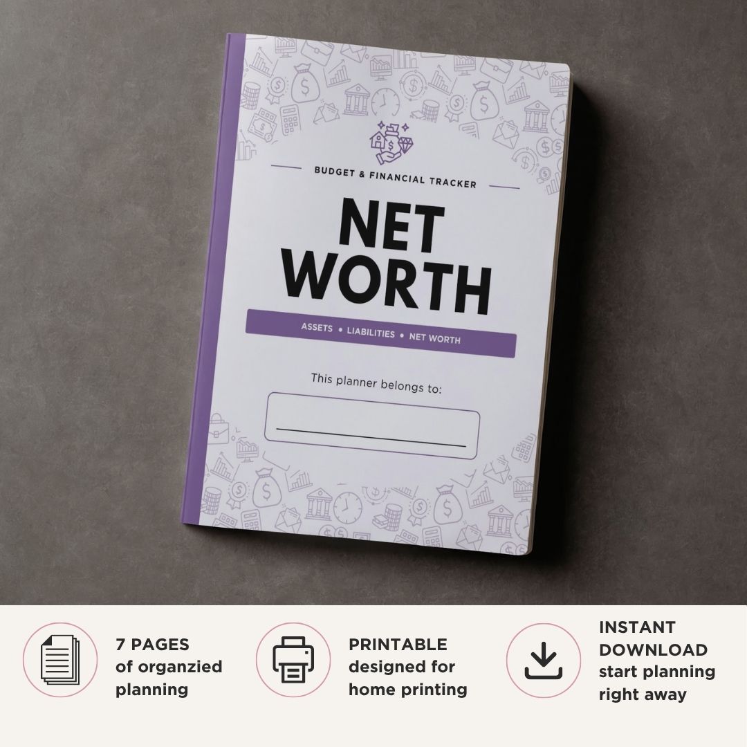 Net Worth Planner printable asset tracker liability tracker wealth management and financial net worth calculator
