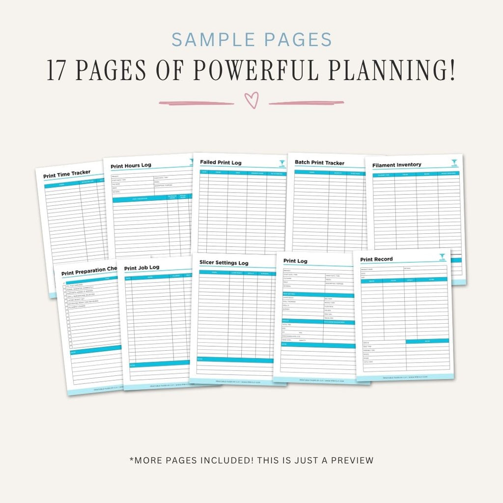 3D Printing Planner Maker & Print Tracking Bundle print log page
