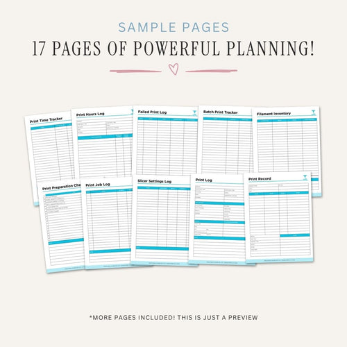 3D Printing Planner Maker & Print Tracking Bundle print log page
