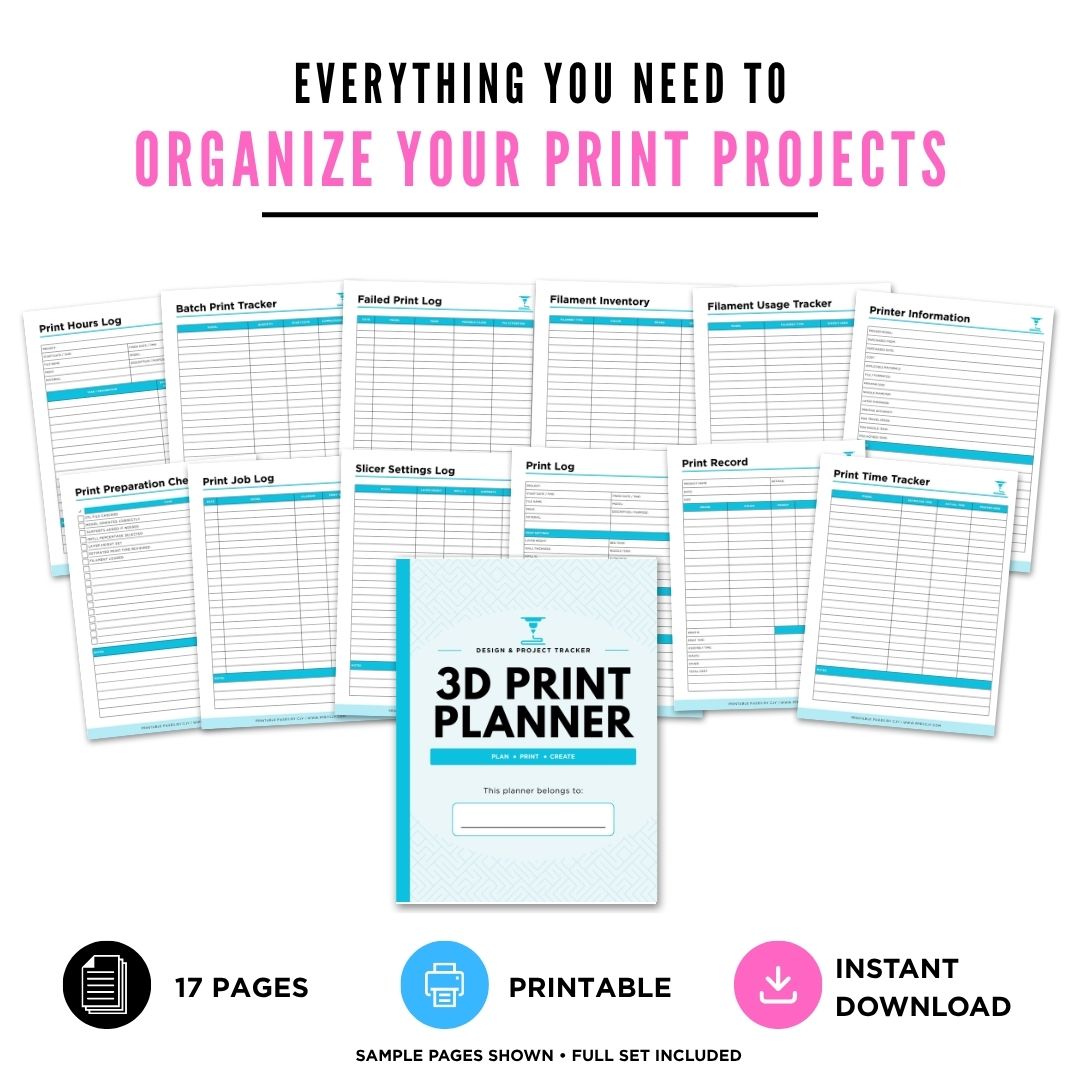 3D Printing Planner Maker & Print Tracking Bundle print log page

