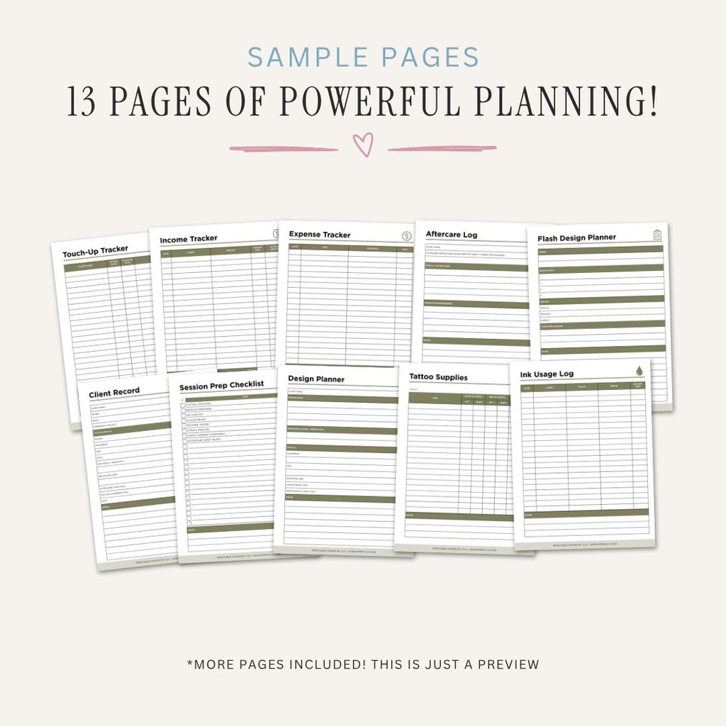Tattoo Artist Planner Supply & Clients Tracker Bundle