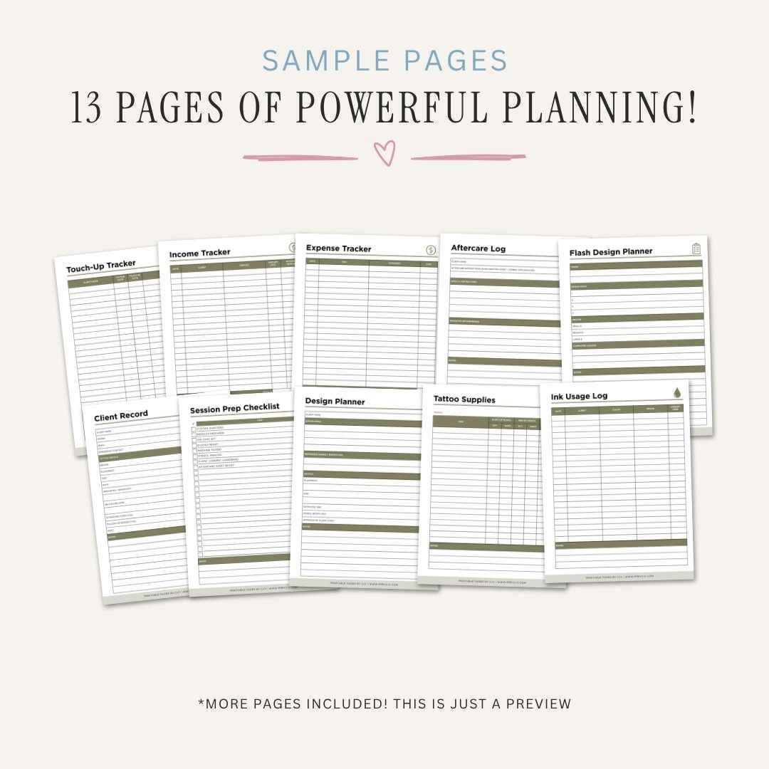 Tattoo Artist Planner Supply & Clients Tracker Bundle