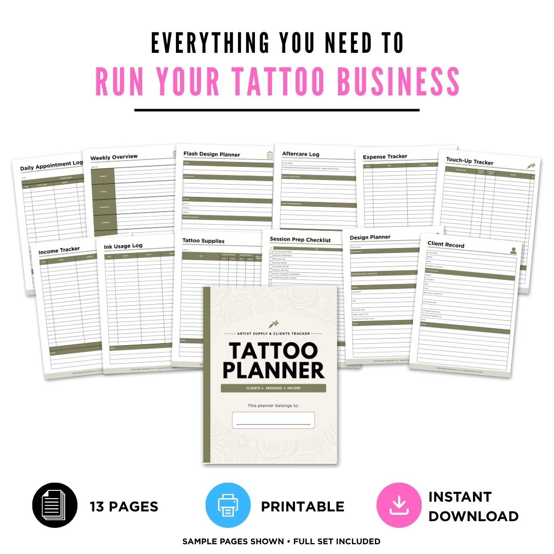 Tattoo Artist Planner Supply & Clients Tracker Bundle