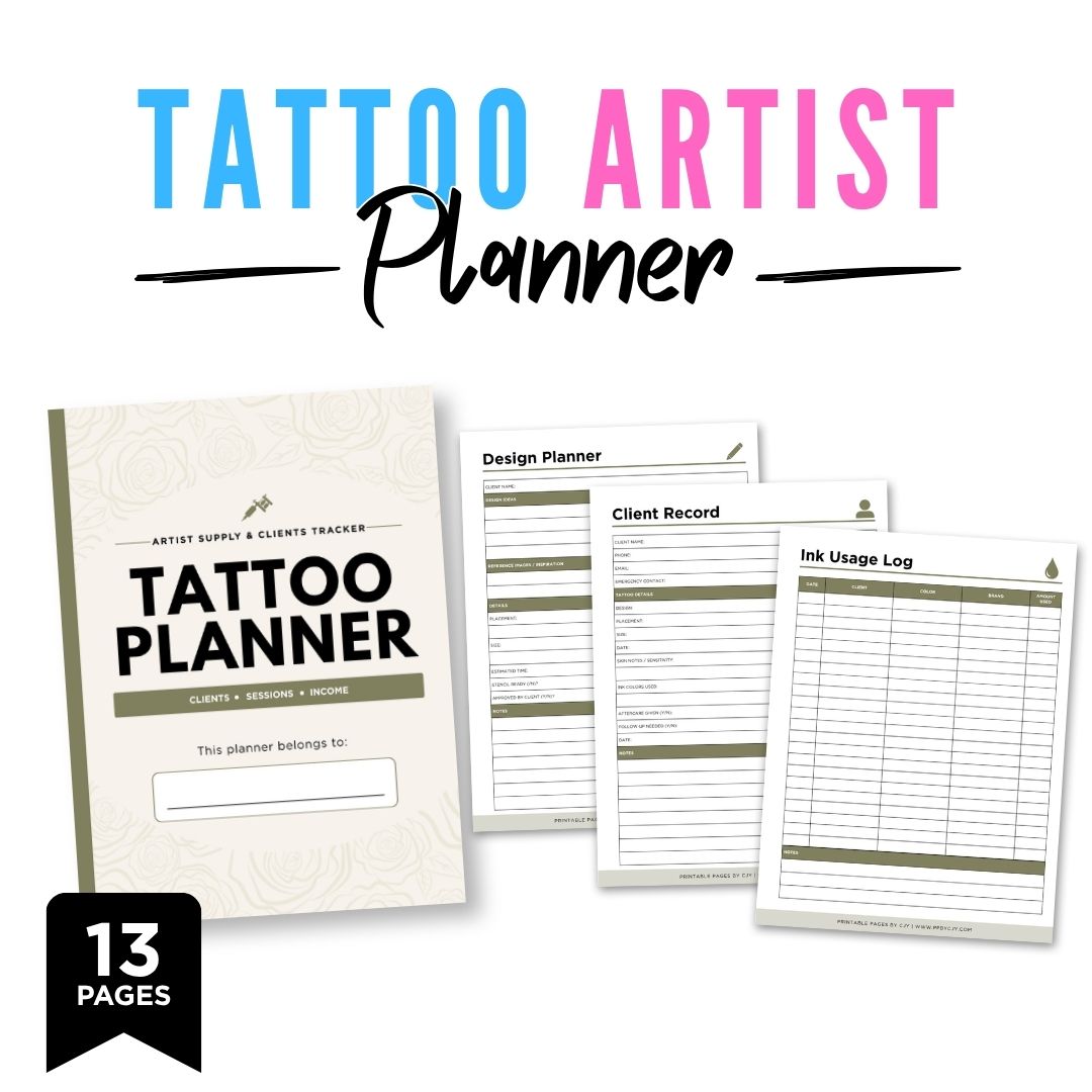 Tattoo Artist Planner Supply & Clients Tracker Bundle