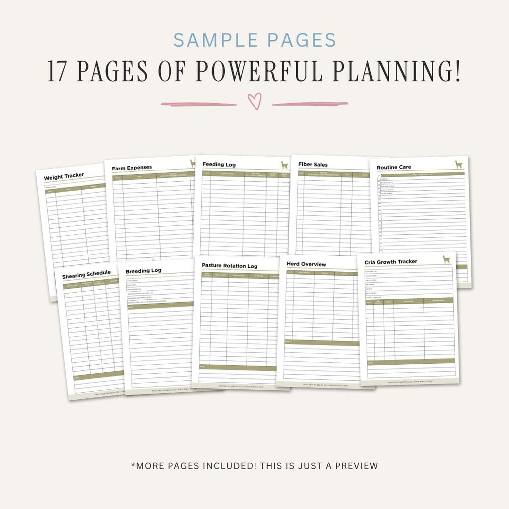 Alpaca & Llama Care Planner Breeding & Health Tracker Bundle breeding log