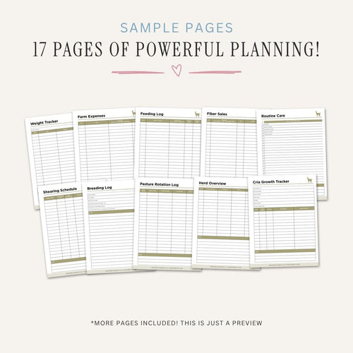 Alpaca & Llama Care Planner Breeding & Health Tracker Bundle breeding log