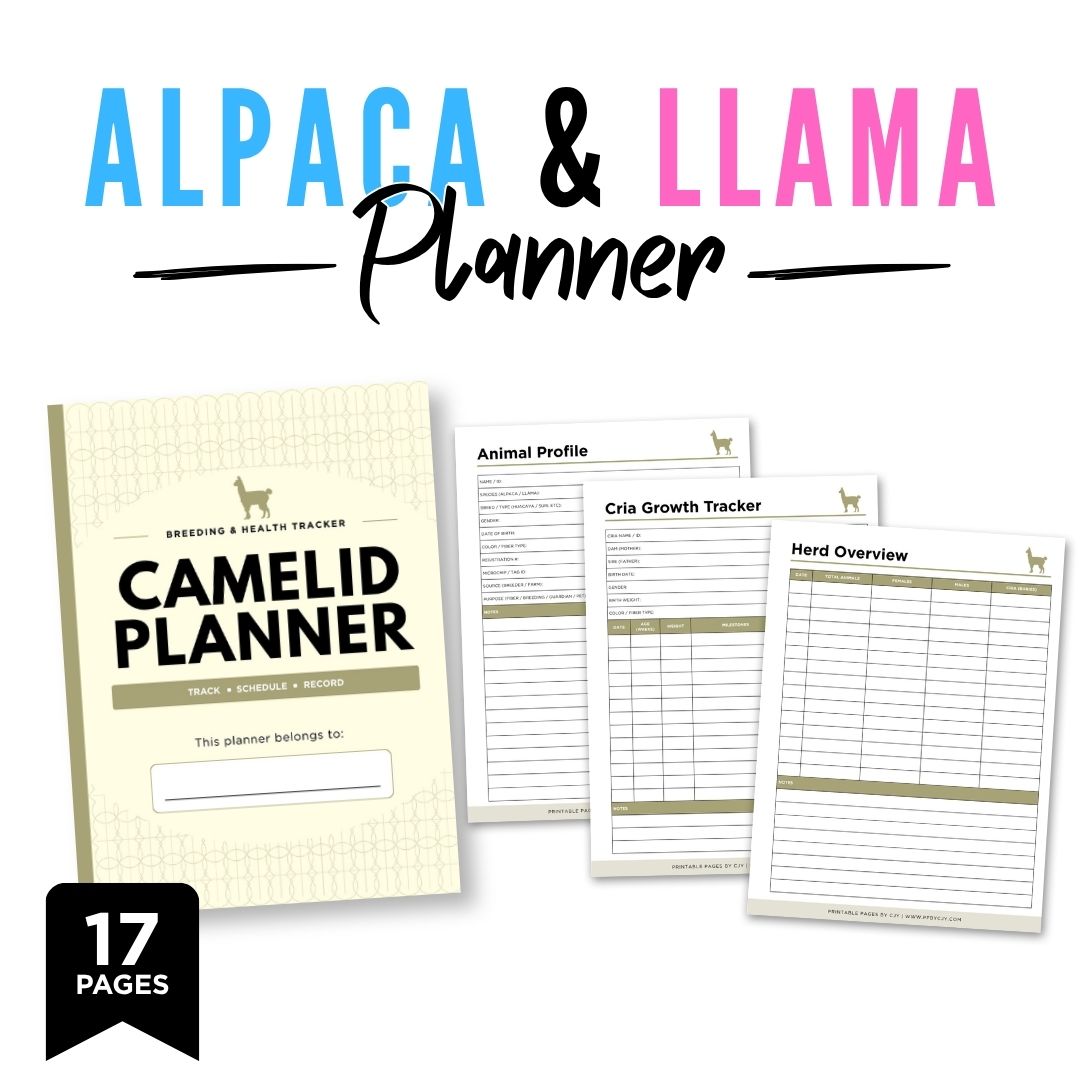 Alpaca & Llama Care Planner Breeding & Health Tracker Bundle breeding log