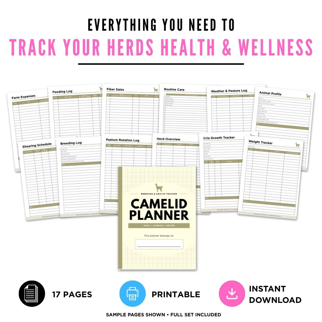 Alpaca & Llama Care Planner Breeding & Health Tracker Bundle breeding log