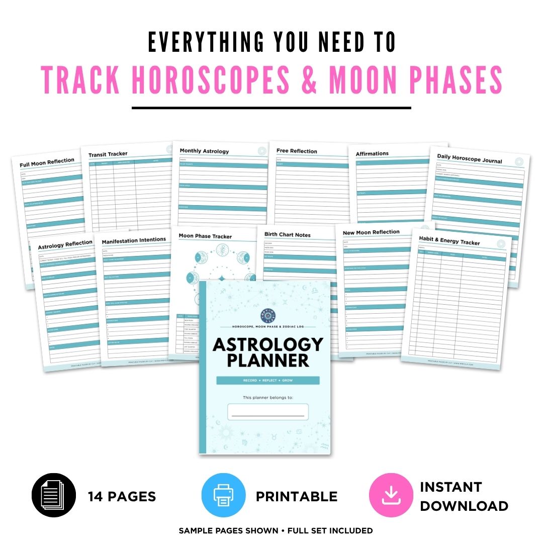 Astrology Journal Horoscope Moon Phase & Zodiac Log Bundle moon phase tracker
