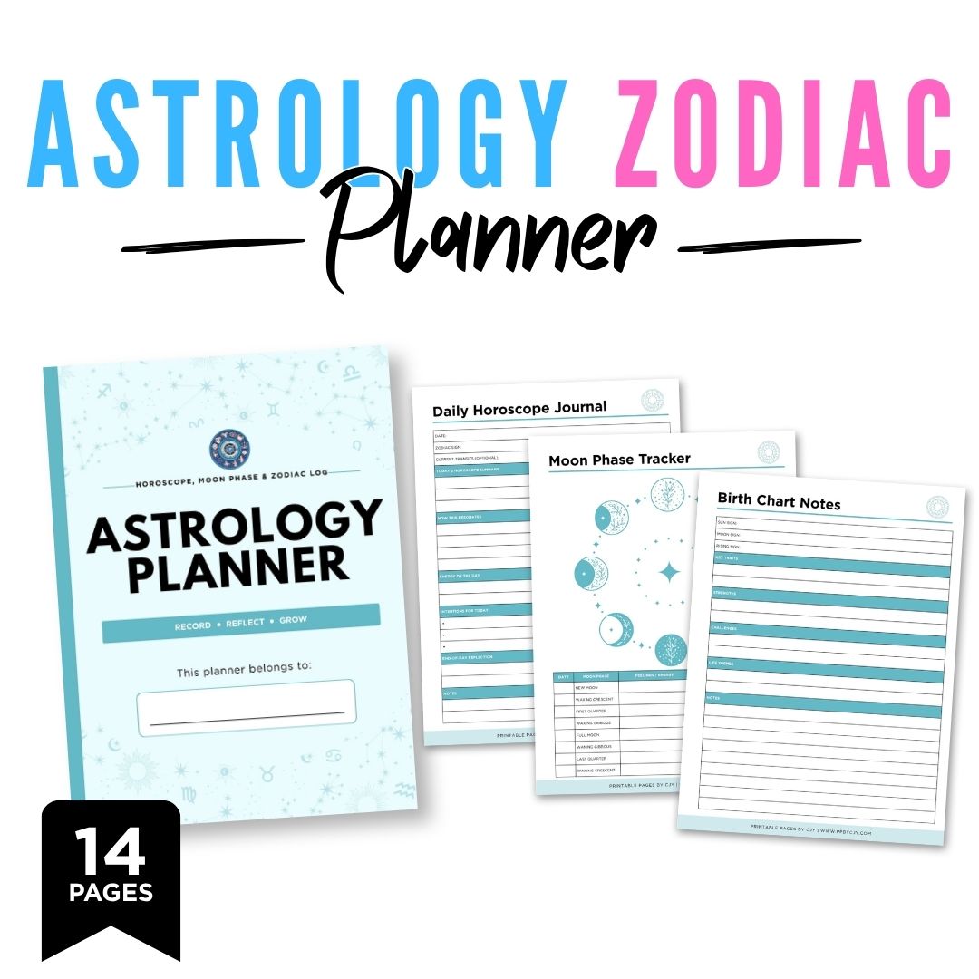 Astrology Journal Horoscope Moon Phase & Zodiac Log Bundle moon phase tracker
