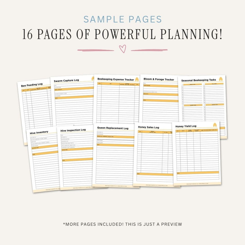 Beekeeping Planner Hive & Honey Management Bundle hive log page
