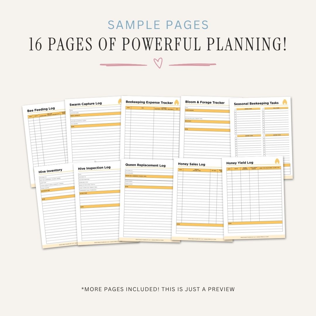 Beekeeping Planner Hive & Honey Management Bundle hive log page
