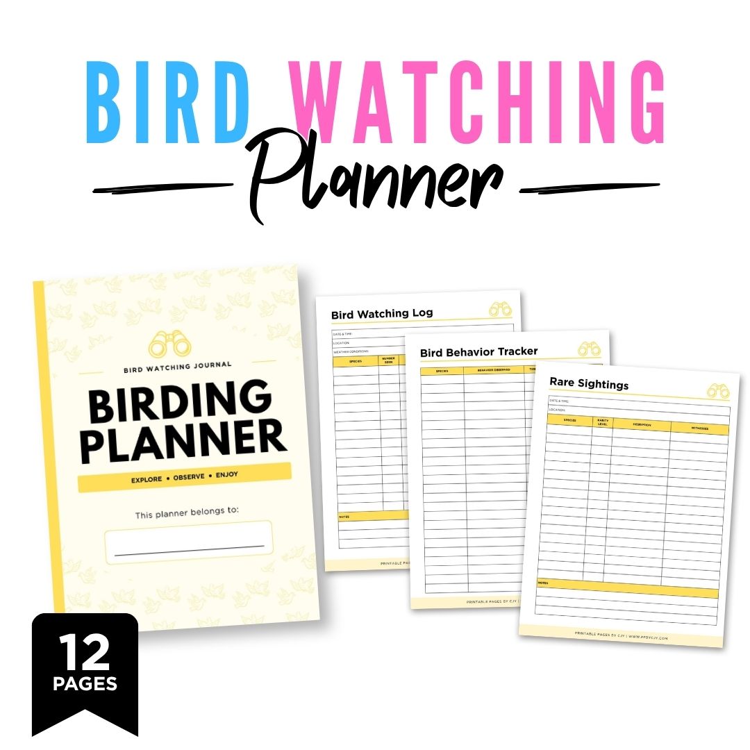 Bird Watching Planner Birding Journal Bundle sighting log page
