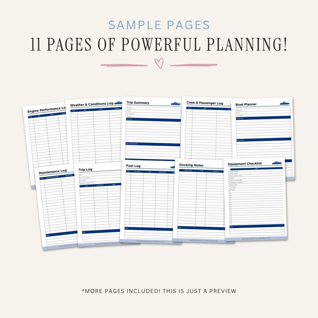 Boat & Vessel Planner Maintenance & Logbook Bundle maintenance log page
