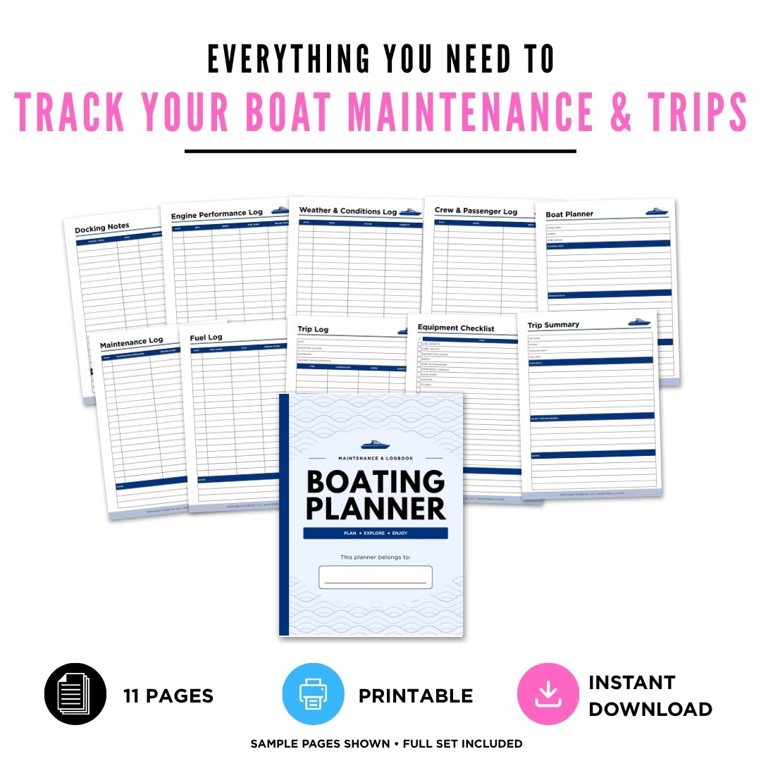 Boat & Vessel Planner Maintenance & Logbook Bundle maintenance log page
