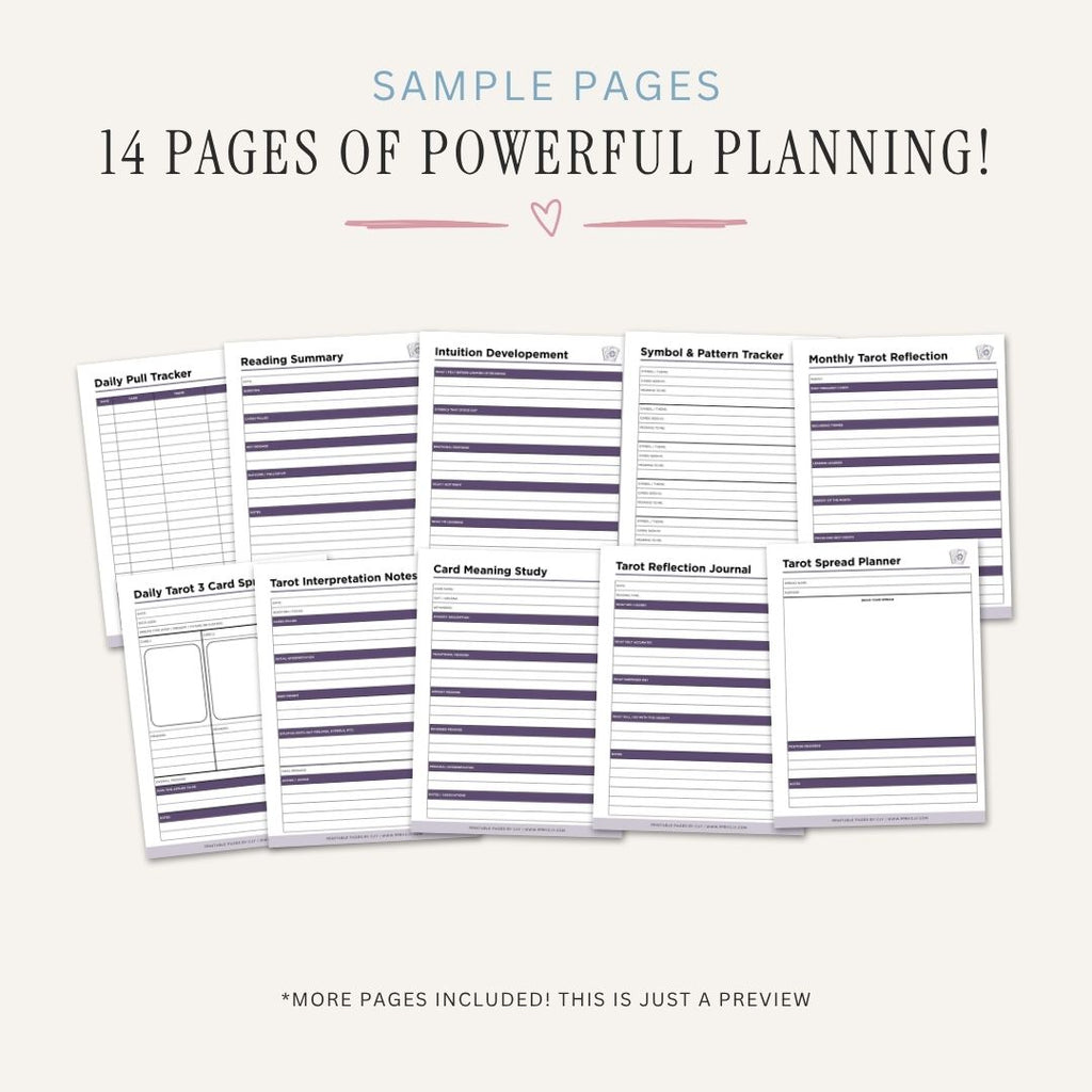 Tarot Card Reading Planner Spread Tracker & Spiritual Guidance Bundle tarot spread log page